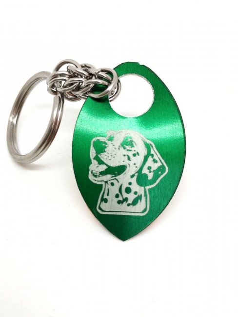 Šupina s dalmatinem - přívěsek na klíče - Barva: Zelená