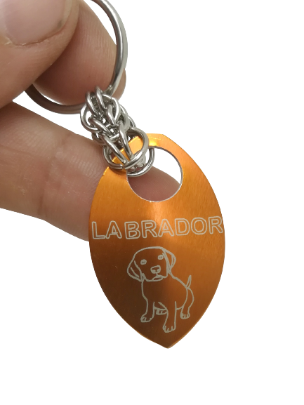 Přívěsek na klíče - šupina s labradorem oranžová