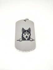 Nerezová psí známka - husky