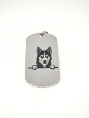Nerezová psí známka - husky